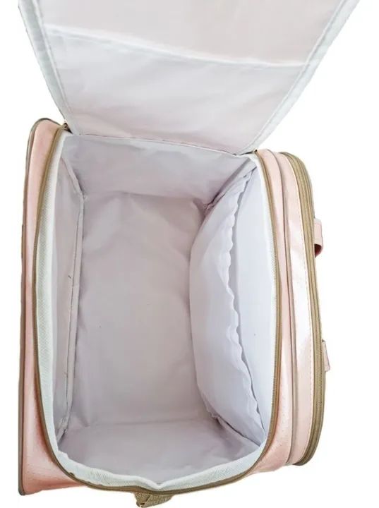 Bolsa maternidade bebê rosa com detalhes em dourado - Foto 6