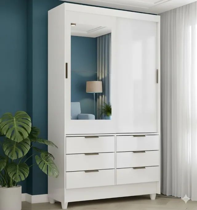 Guarda Roupa Sevilha com Espelho Branco