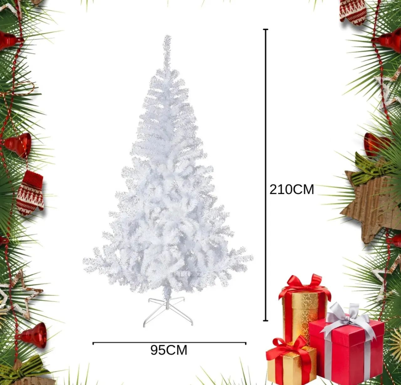 Arvore De Natal Branca 2,10 Metros 450 Galho Pinheiro Branco