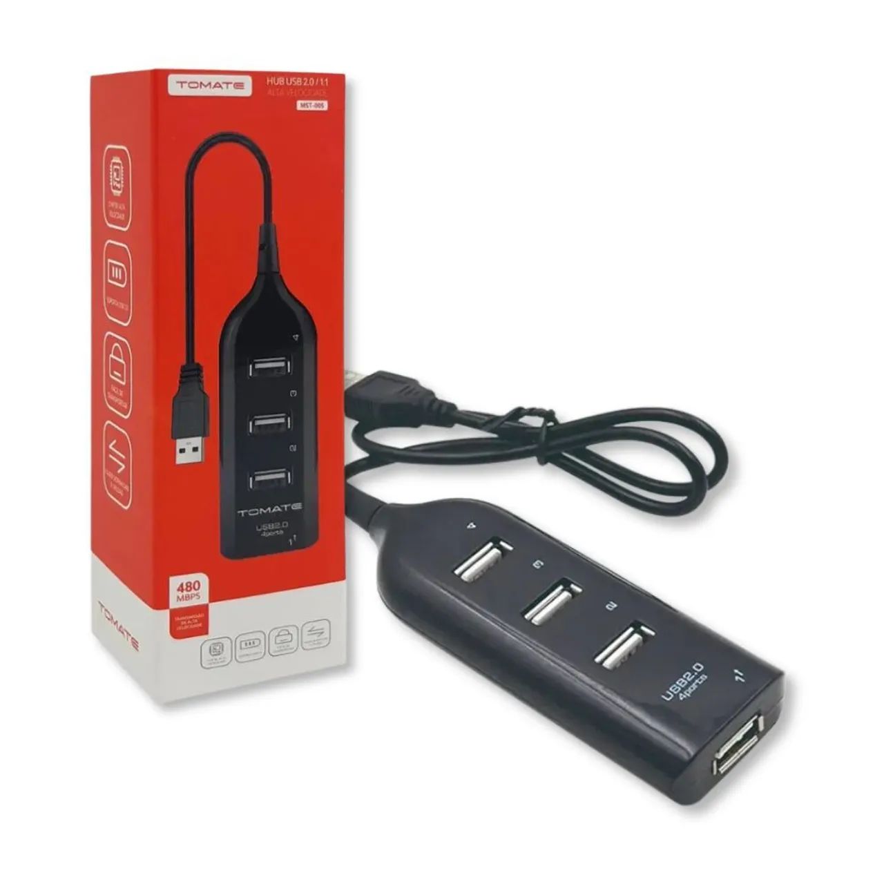Hub USB 2.0 4 Portas Tomate