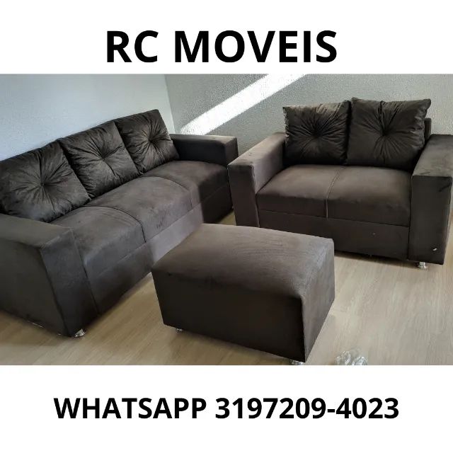 Sofá Canadá 2 e 3 Lugares com Puff - Conforto e Estilo para sua Casa