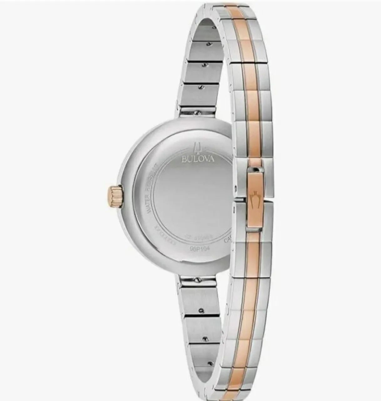 RELÓGIO FEMININO, EM AÇO BICOLOR E DIAMANTES, NOVO, MARCA BULOVA. - Foto 3