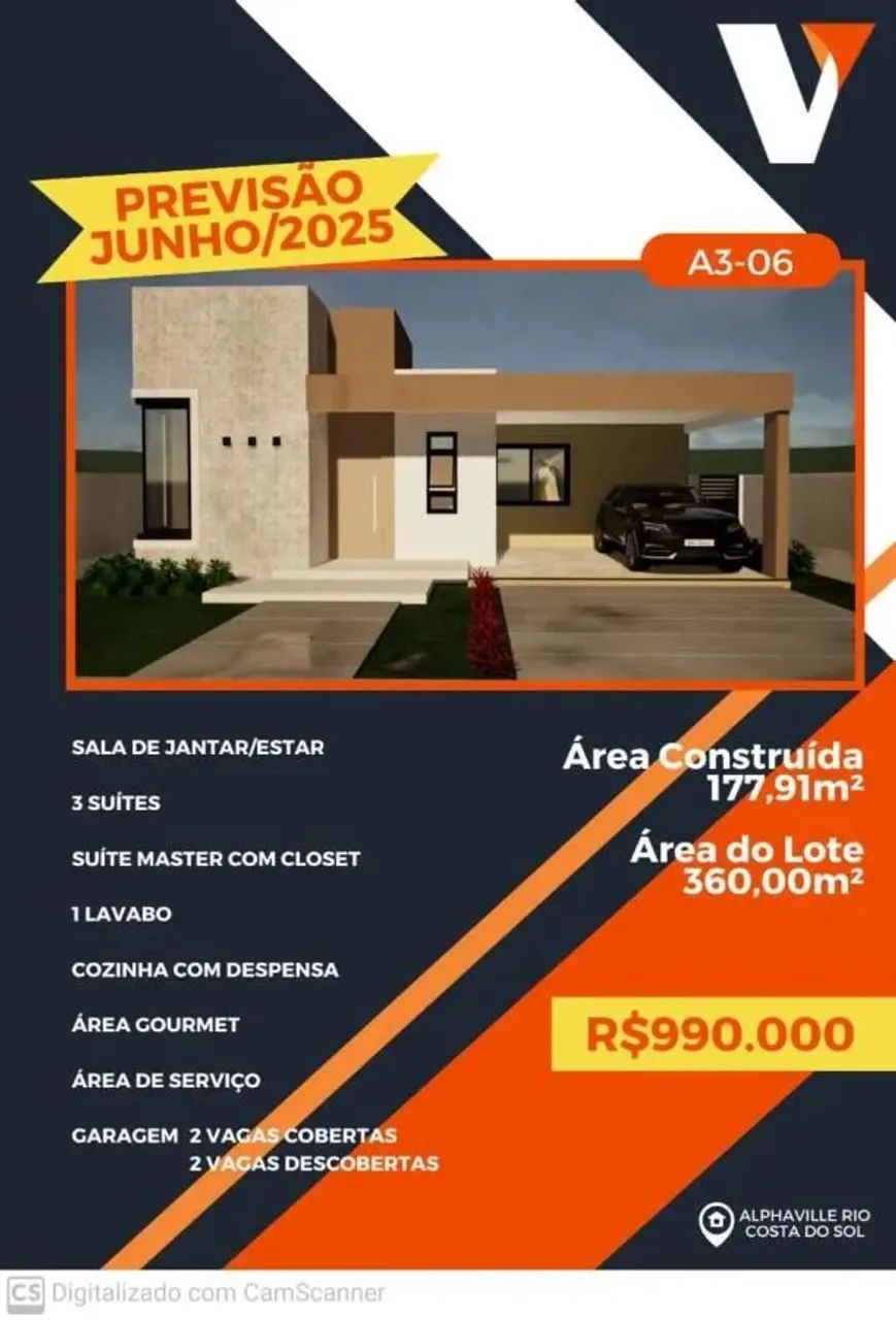 Casa em Condomínio para Venda em Rio das Ostras, Alphaville, 3 dormitórios, 3 suítes, 4 ba