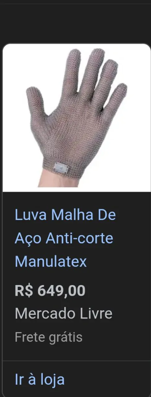 Luva Malha de Aço Anti Corte Manulatex