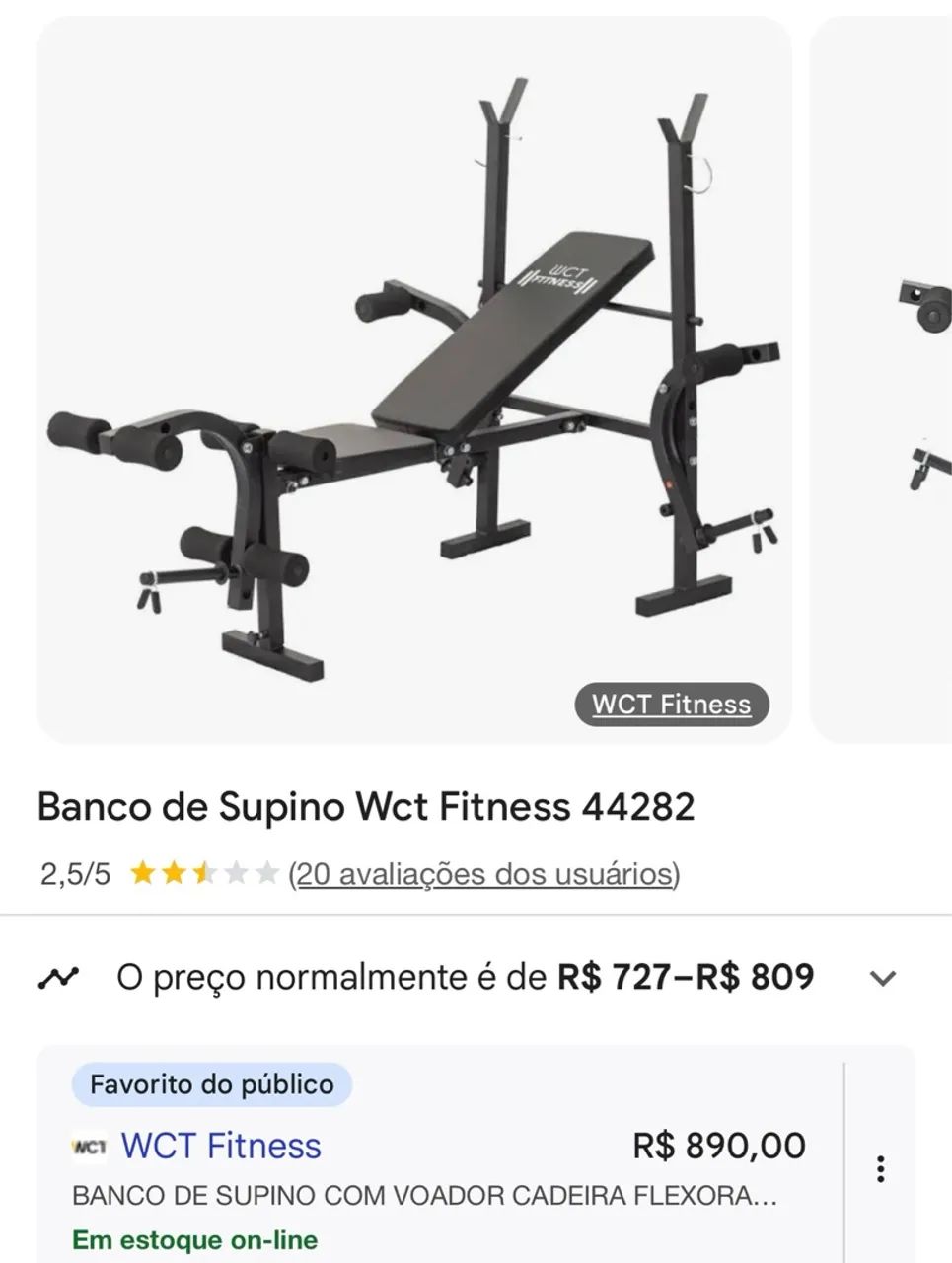 Banco de Supino WCT Fitness 44282