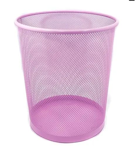 Lixeira de escritório em Metal Aramado Rosa Claro Telada Cesto de Lixo 10 litros - Foto 3