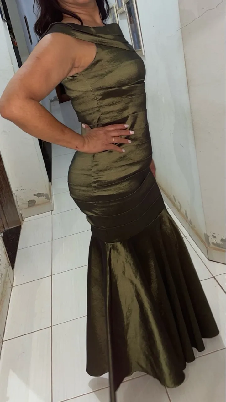 Vestido Longo Festa Verde Oliva