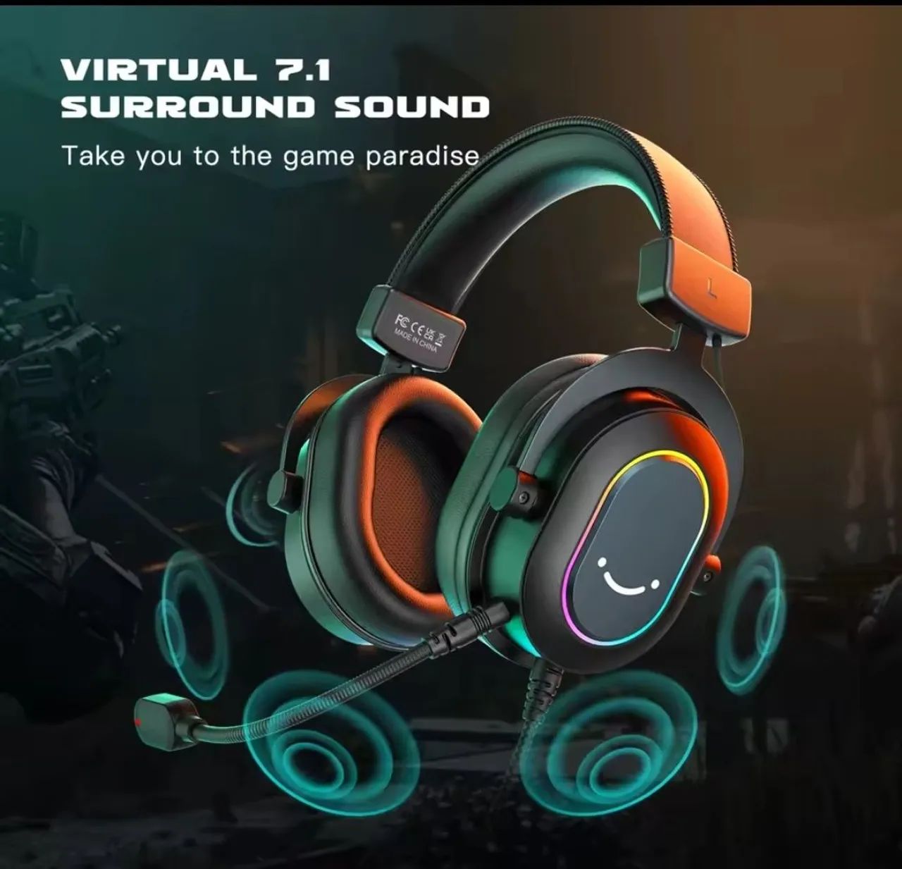 Headset Fifine H6 USB 7.1 RGB Com Microfone Destacável e Controle de Volume - Foto 4