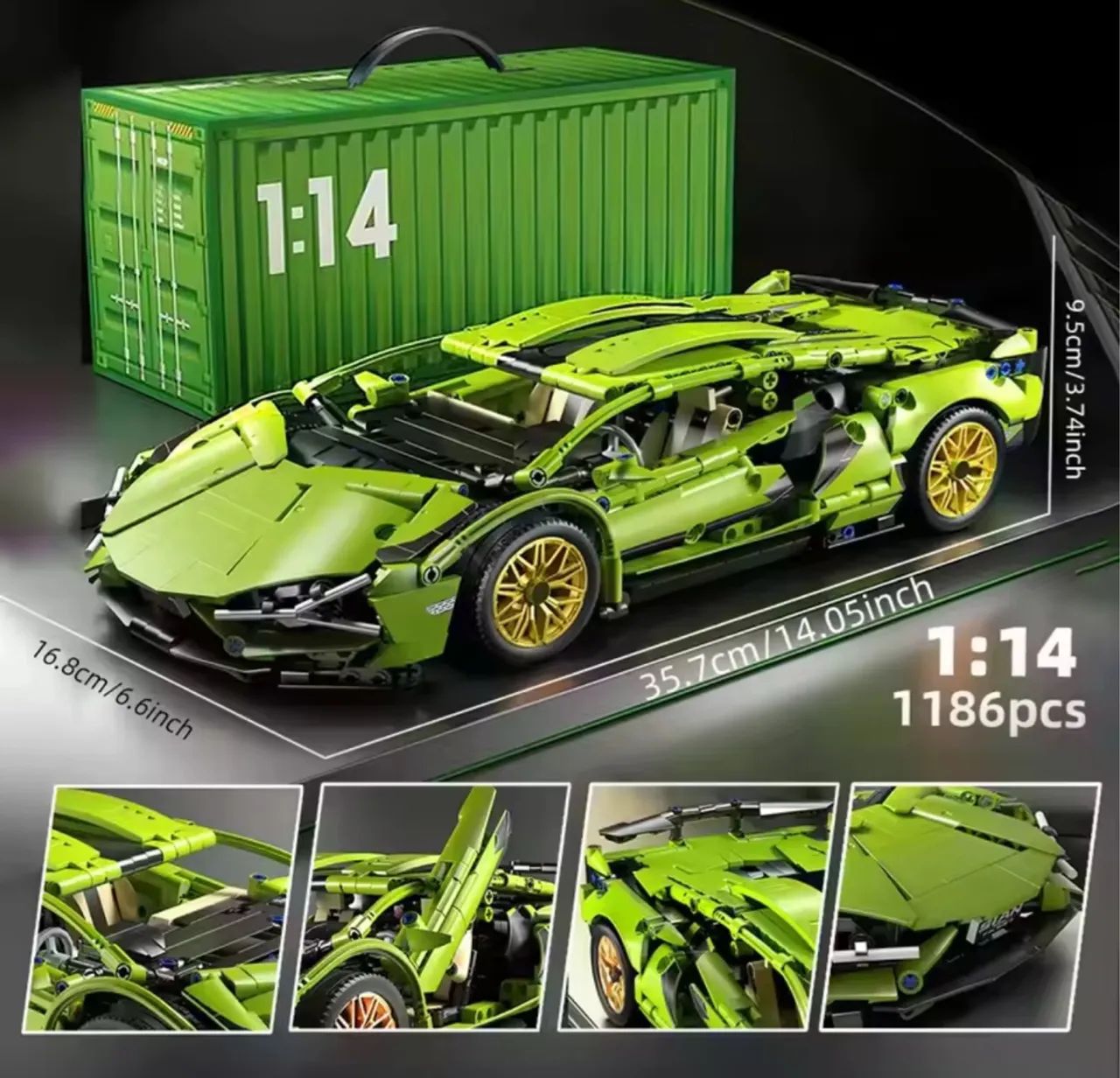 Bloco de Montar (Lego) -  Lamborghini - Escala 1:14