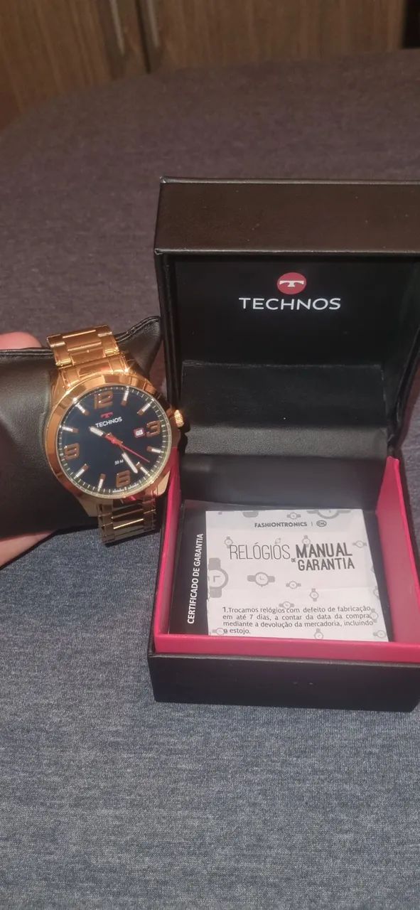 Relógio Technos Dourado Masculino - Original, com Caixa - Foto 2