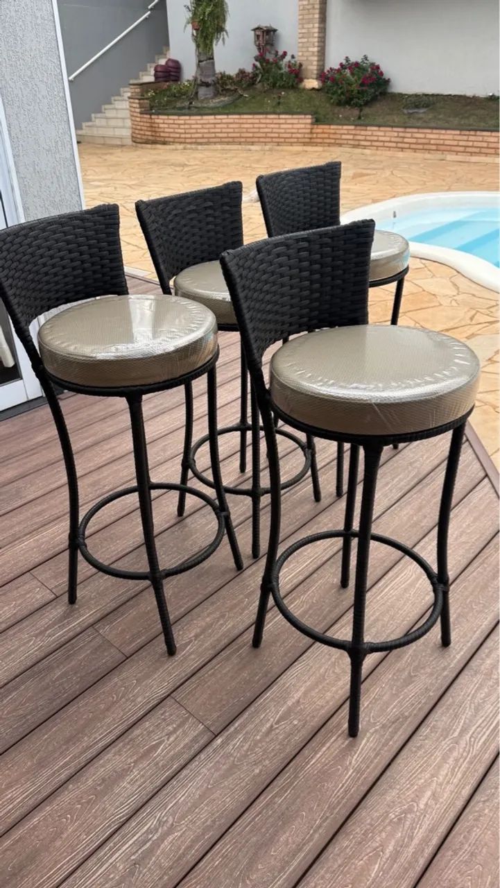 Conjunto de Banquetas de Bar em Rattan  - Foto 2
