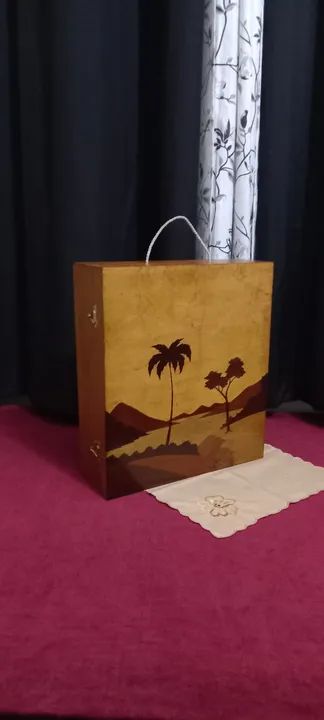 Antiga Caixa De Madeira Marchetada  - Foto 3