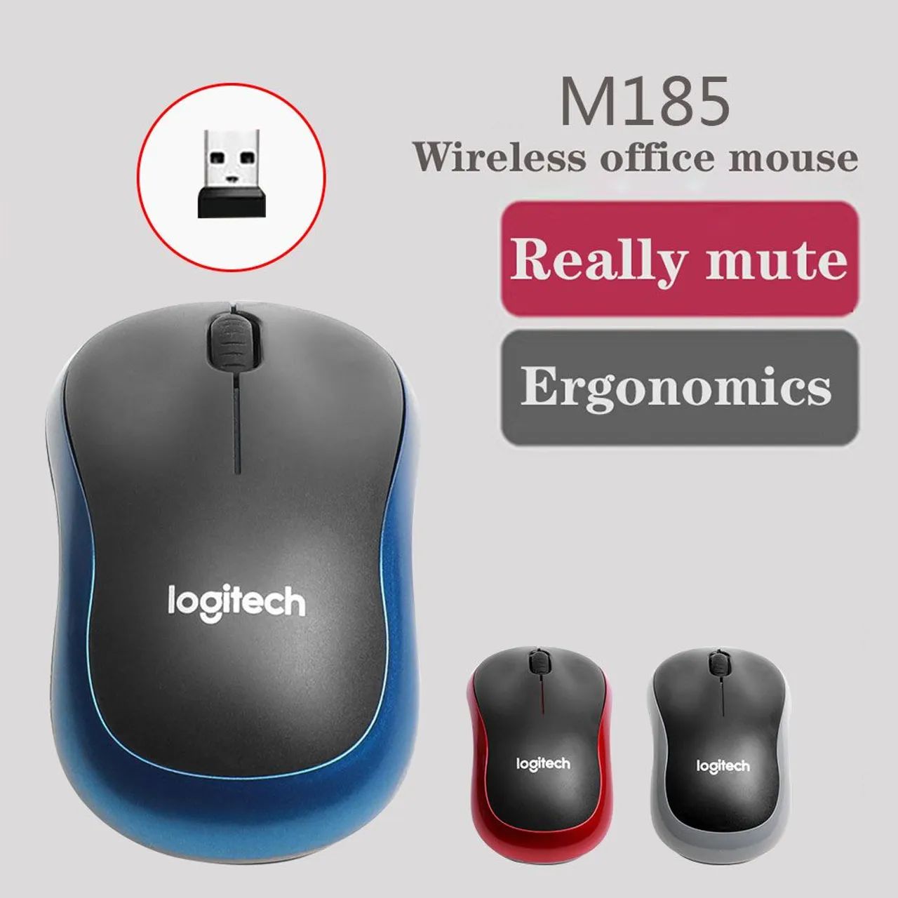 Mouse Logitech M185 Wireless sem fio - Novo
