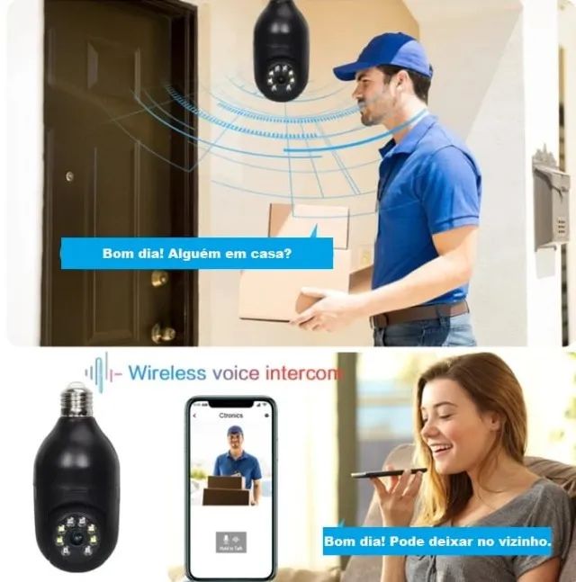 Câmera Bulbo Ip Wi-fi 360 Graus Black - Foto 2