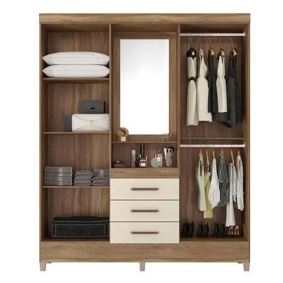 Guarda Roupa Capelinha 4 Portas 3 Gavetas com Espelho  FAZEMOS ENTREGAS - Foto 3