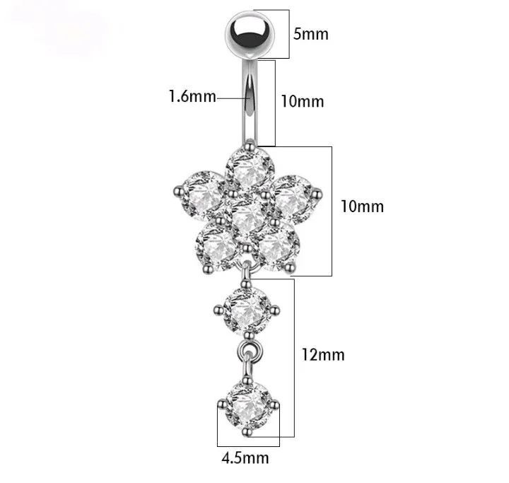 Piercing de umbigo com Flor de Zircônia  - Foto 2