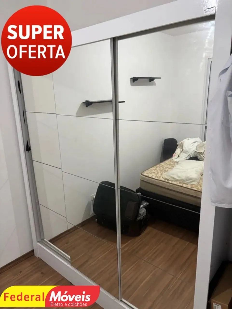 Guarda Roupa Espelhado Off White (MAIS VENDIDO)