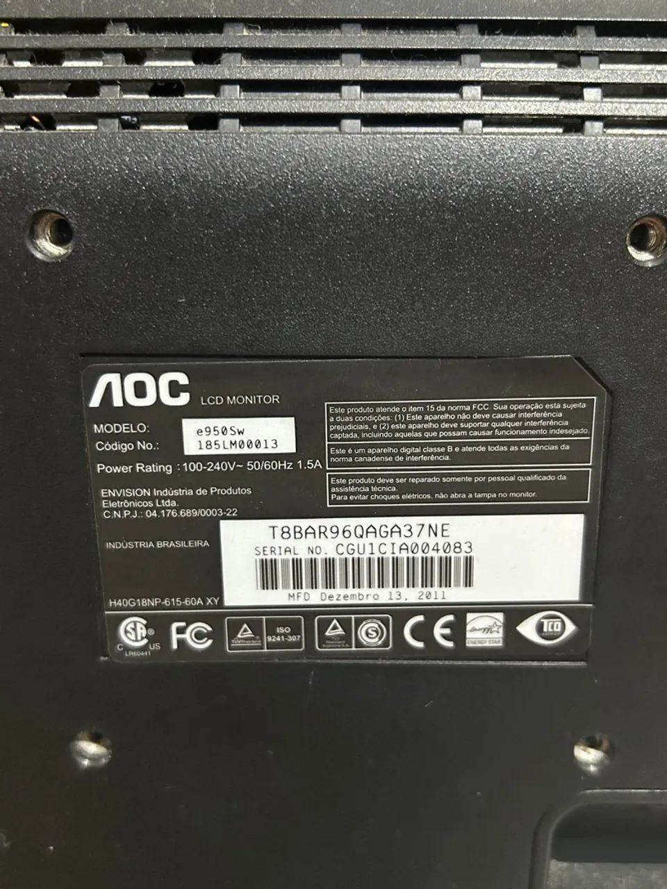 Monitor AOC 18,5 polegadas - alguns defeitos - Foto 2