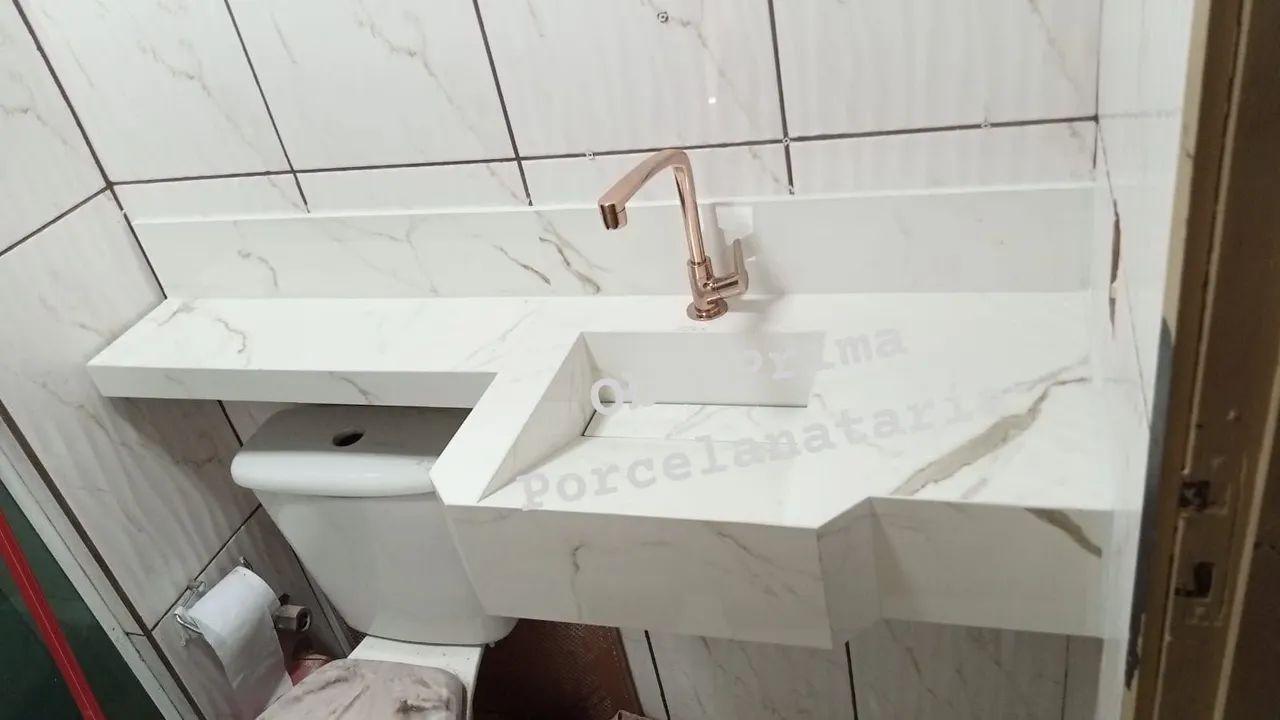 Pia com cuba esculpida em porcelanato  - Foto 5