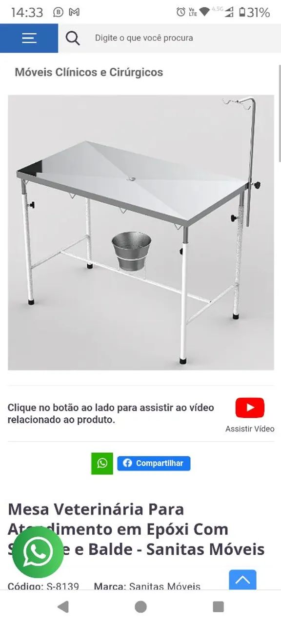 Mesa de atendimento veterinário.