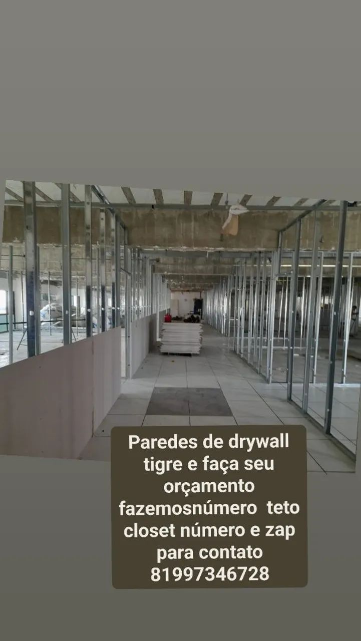 Aplicação em drywall teto parede closet