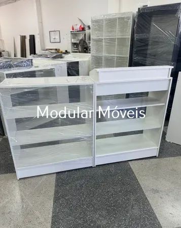 Balcão Caixa Vitrine + Balcão Vitrine - MDF Branco