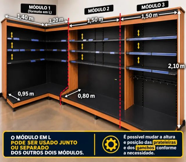 GÔNDOLA EXPOSITORA MODULAR PARA COMÉRCIO - EXCELENTE ESTADO DE CONSERVAÇÃO - Foto 2