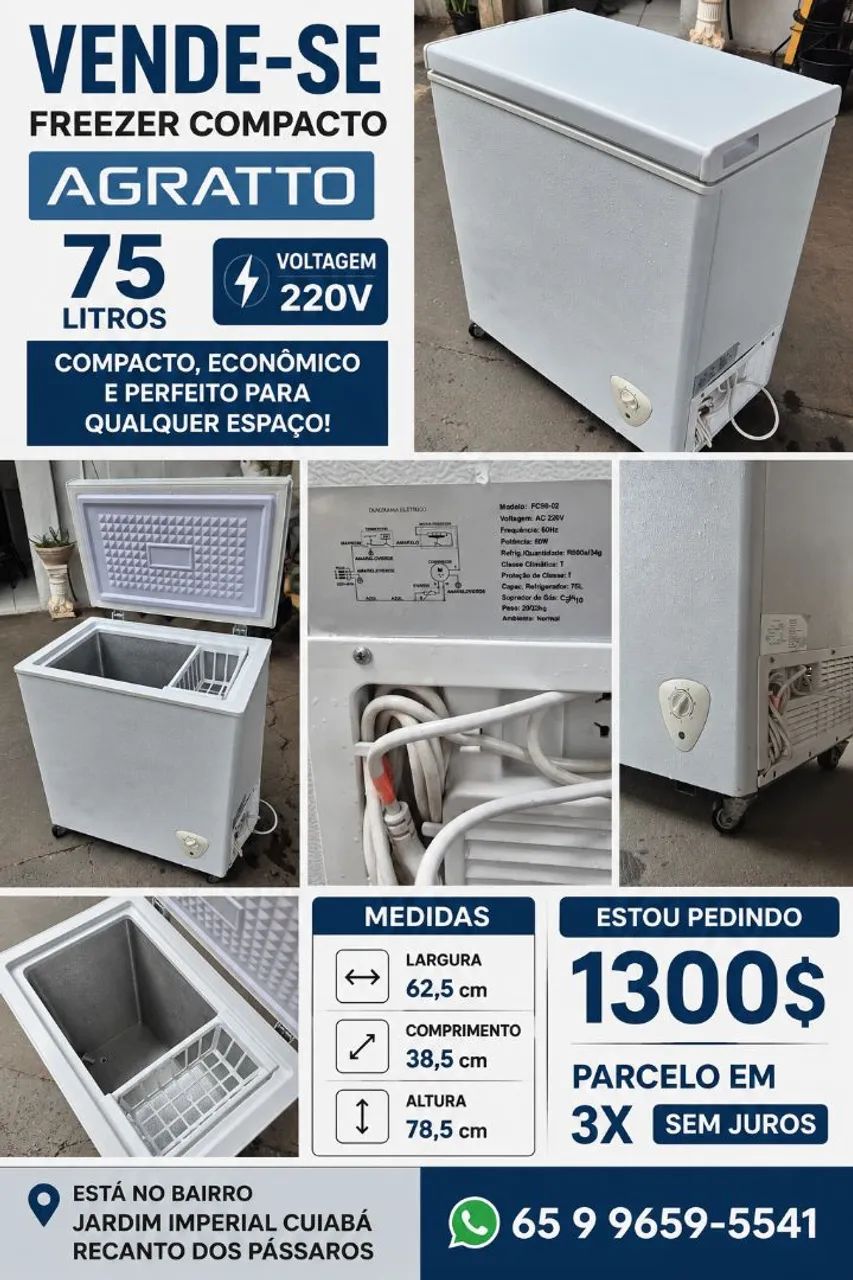 FREEZER COMPACTO AGRATTO - 75L 