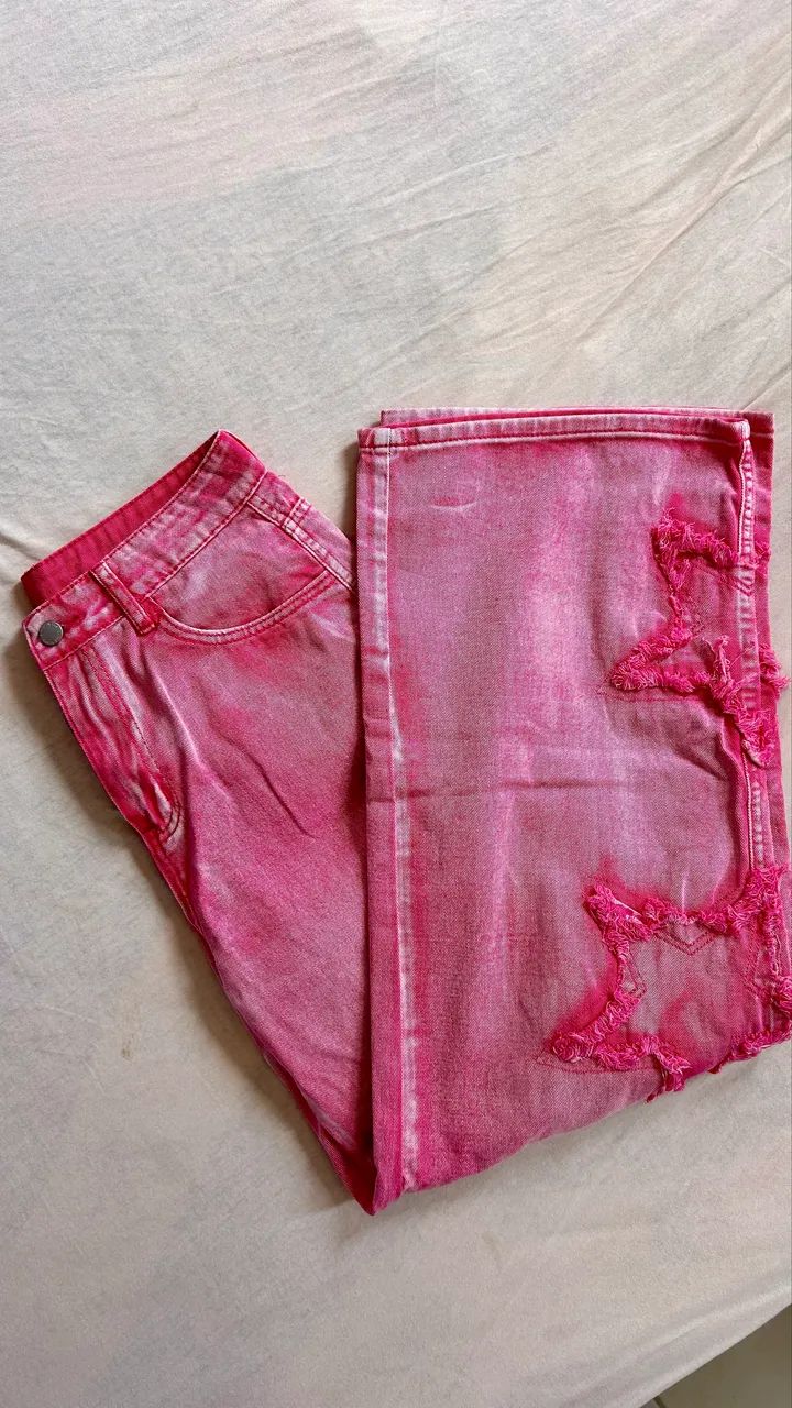 Calça Denim Reta Ajustada - Rosa Chiclete - Foto 2