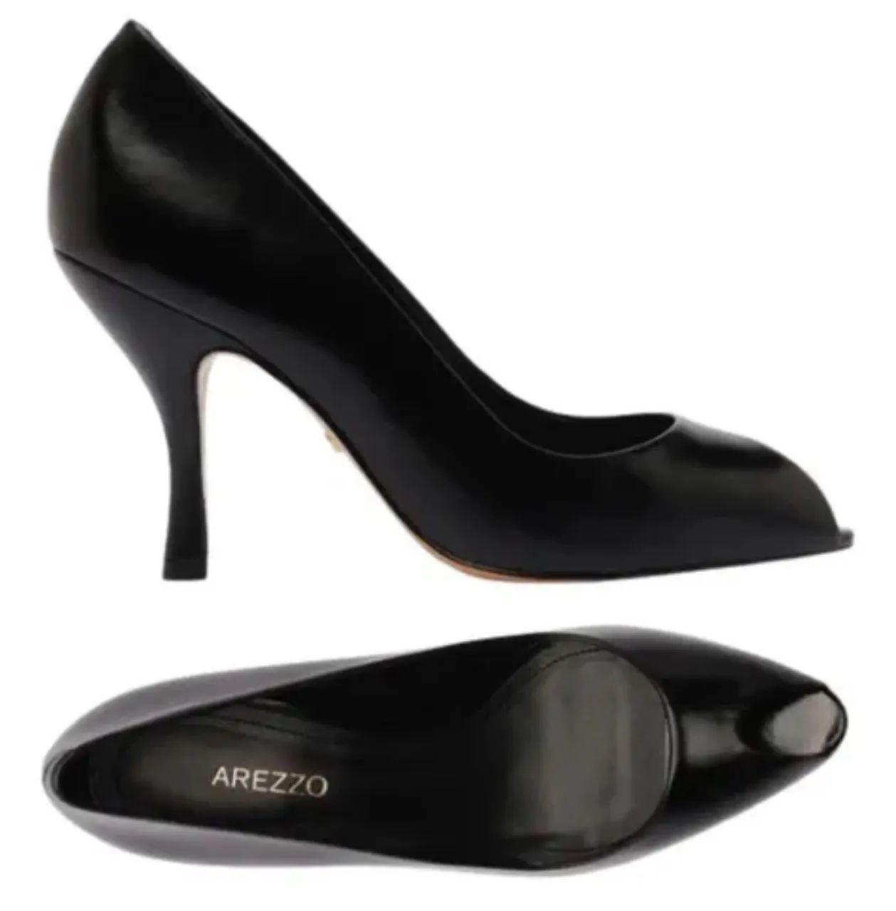 sapato arezzo peep toe couro 36 - Foto 2