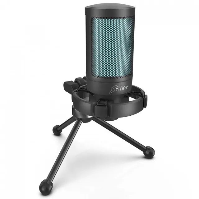 Microfone Gamer Condensador Fifine SuperFrame Edition SFM2, USB, RGB, Black, 12x 16,34 