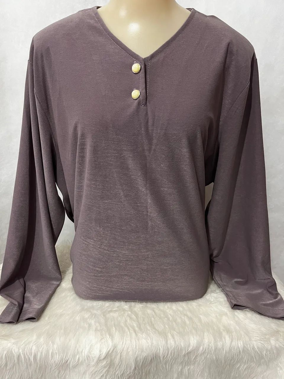 Blusa Cinza de Frio Manga Comprida Moda Feminina Plus Size