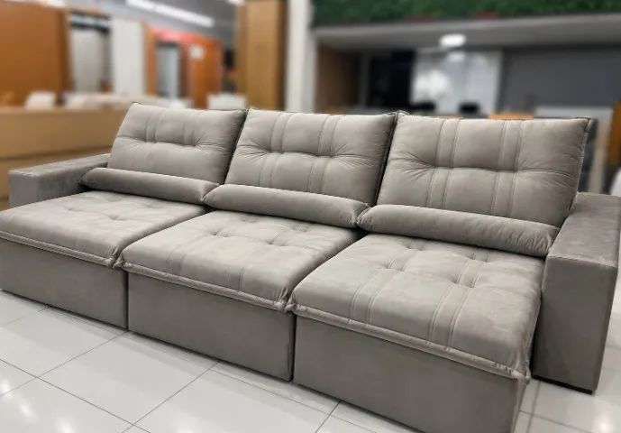 SOFÁ PARIS RETRÁTIL E RECLINÁVEL 2,90 M ? 3 MÓDULOS ? VELUDO - Foto 3
