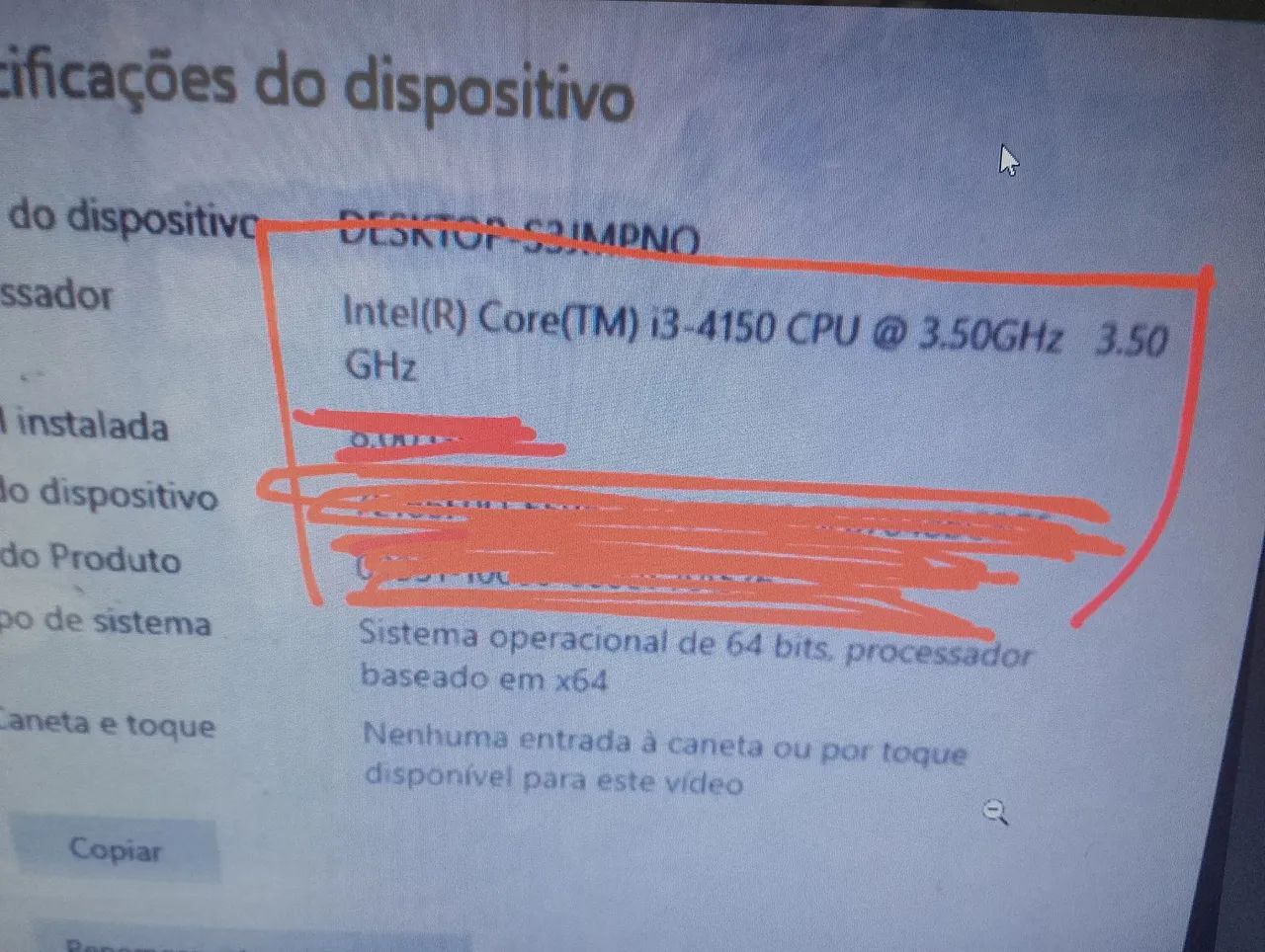Processador Intel core i3 4 geração!