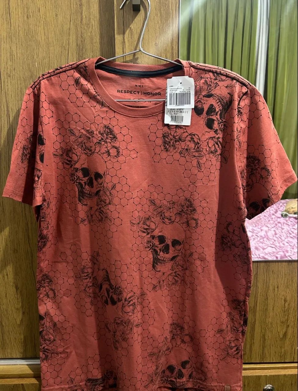 Camisa full print de caveira masculina