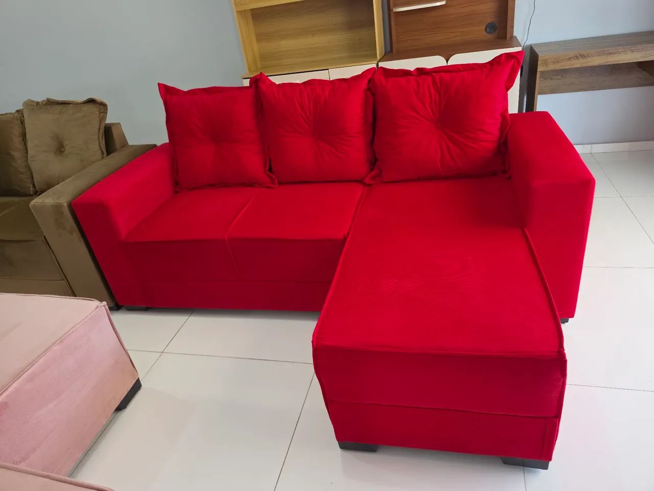 Sofá 2L C/chaise novo - Foto 2