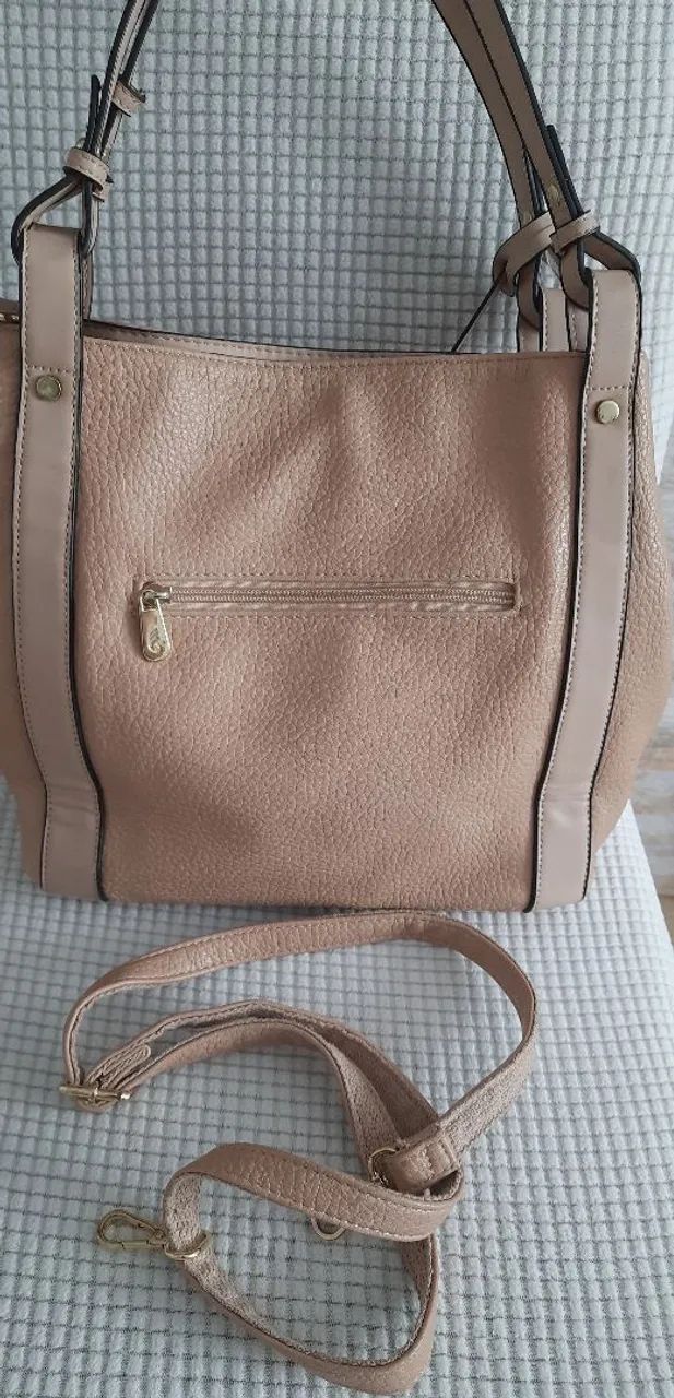 Bolsa bege de mão com alça adiciobal - Foto 3