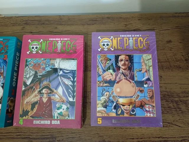 Coleção de 5 mangás One Piece edição 3 em 1 - Volumes 1, 2, 3, 4 e