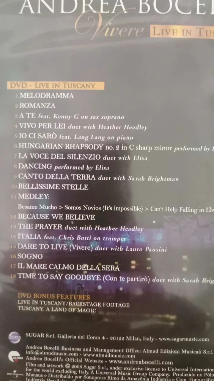 DVD Andrea Bocelli Vivere Live in Toscana - Foto 2