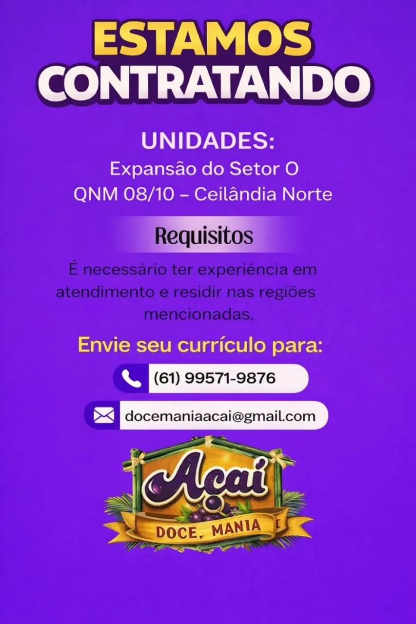 Vaga para atendente 
