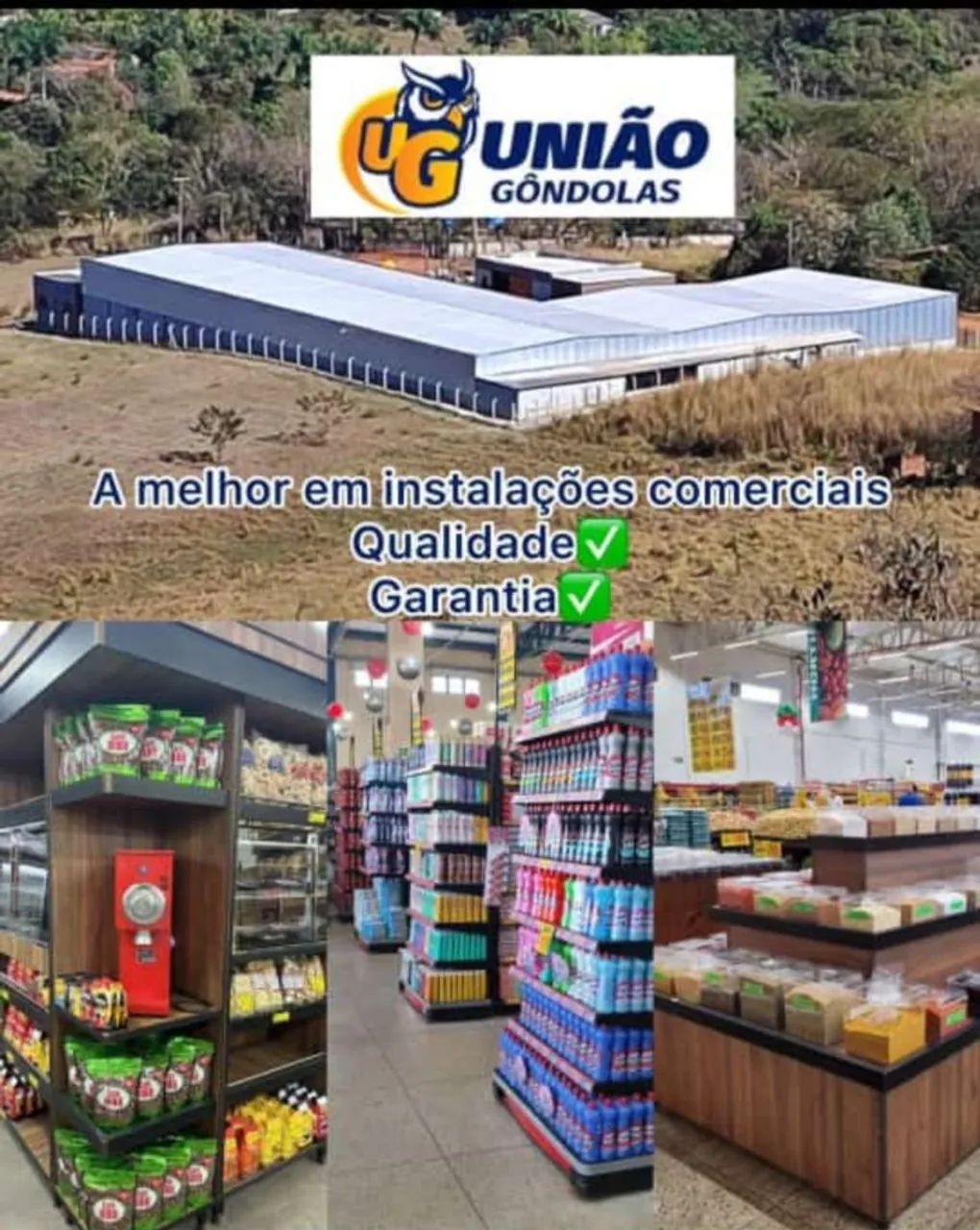 Gôndolas expositoresde MDF e toda linha em aço inox direito da fabr