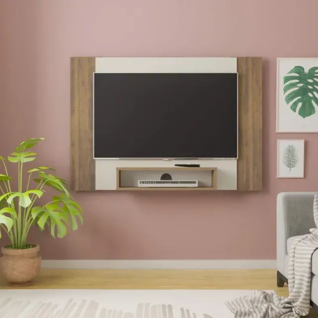 Painel Cine Pinho Ripado/Off White