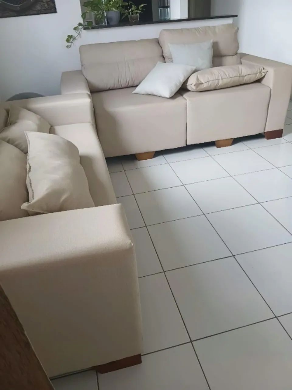 Sofá 06 lugares tecido impermeável acqua Block bege