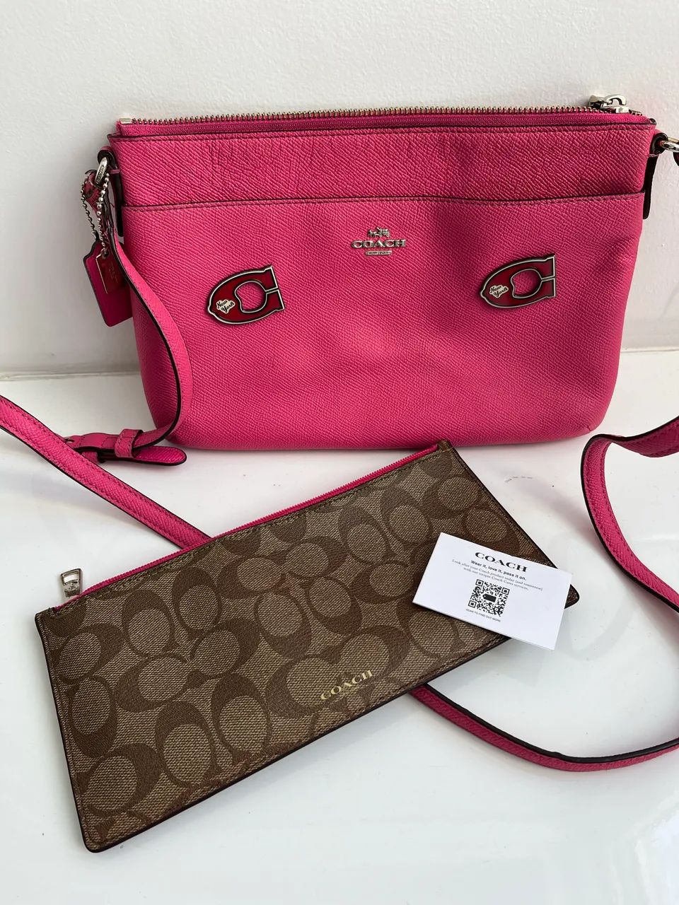 Bolsa coach Rosa com carteira - Foto 4