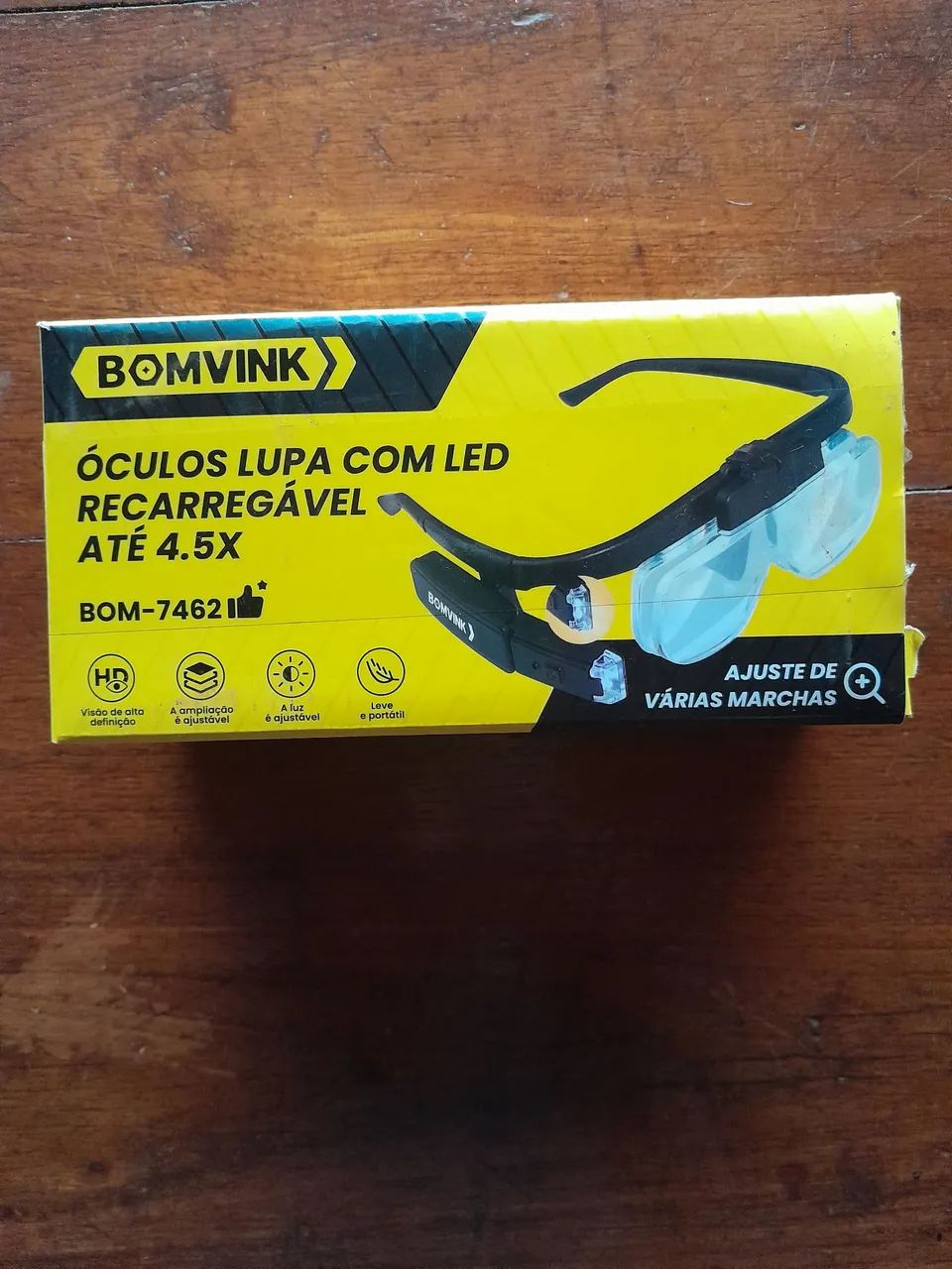 Óculos lupa com led 