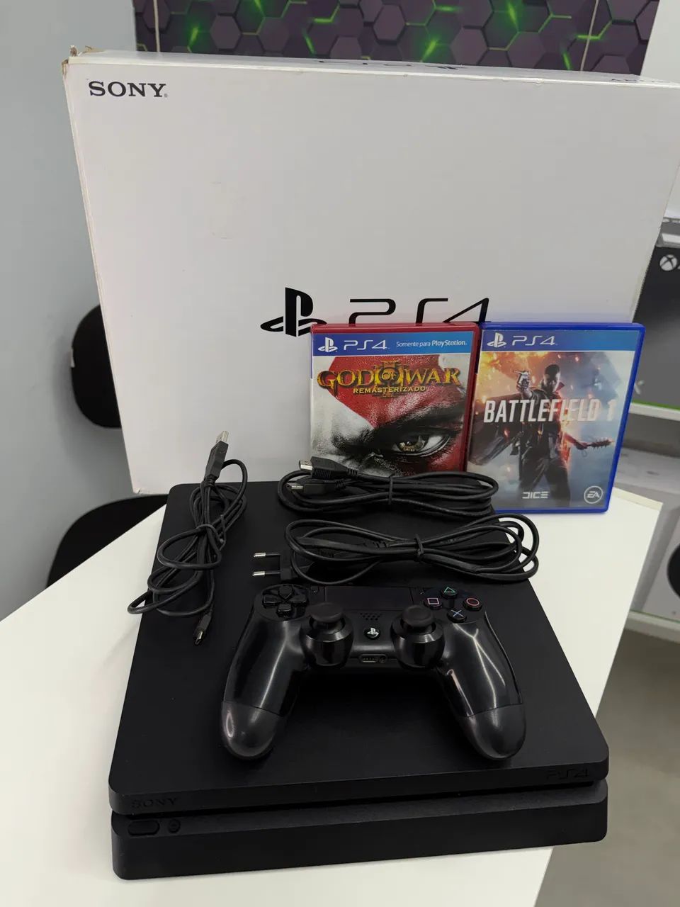 PS4 SLIM 1TB COM CAIXA E 2 JOGOS - Foto 3