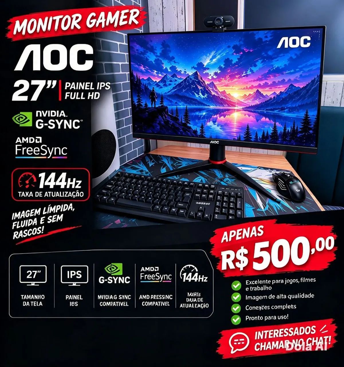  Monitor Gamer AOC Hero 27 IPS