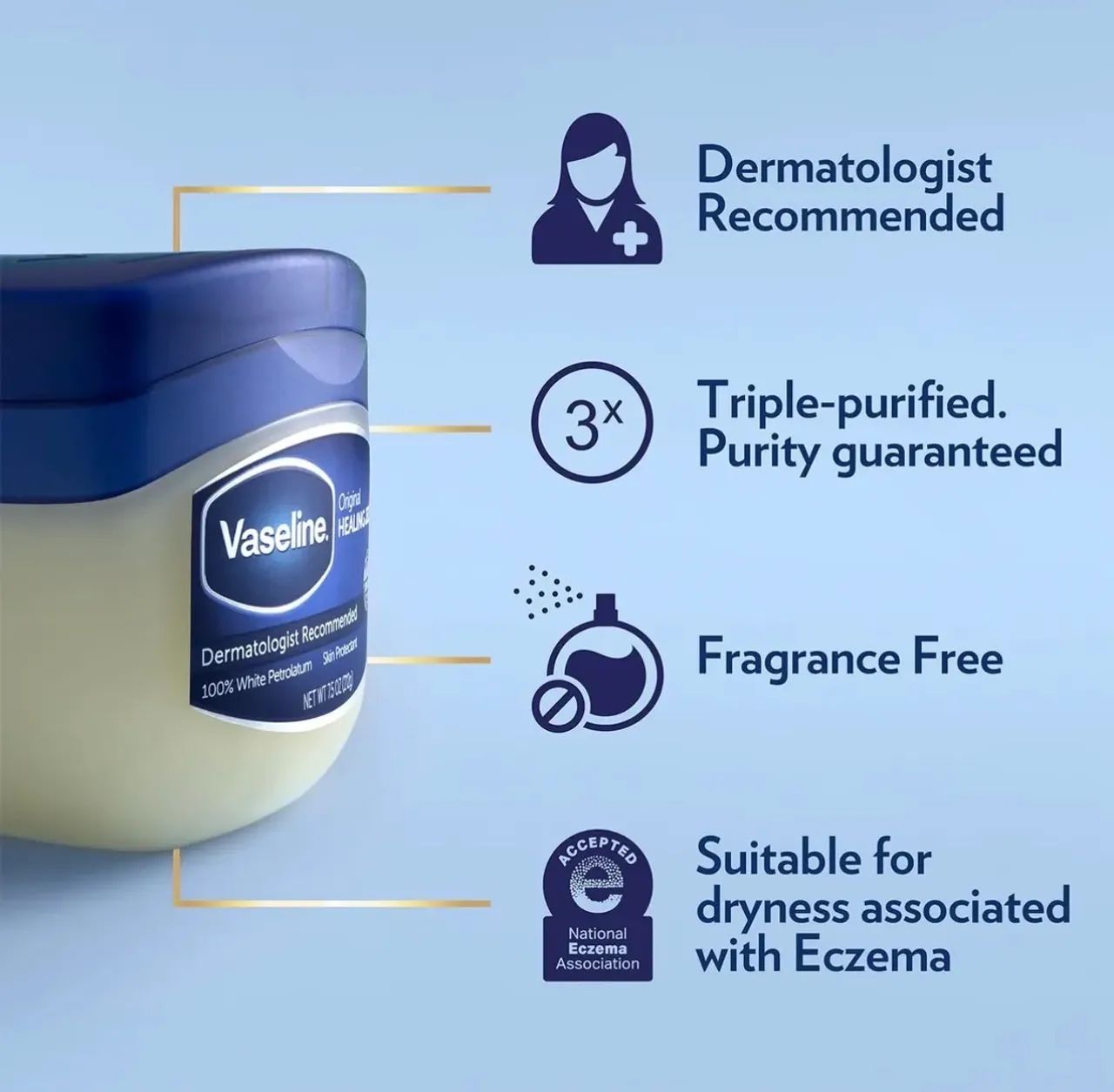 Vaseline original 100% white petrolatum healing jelly 368g - Foto 3