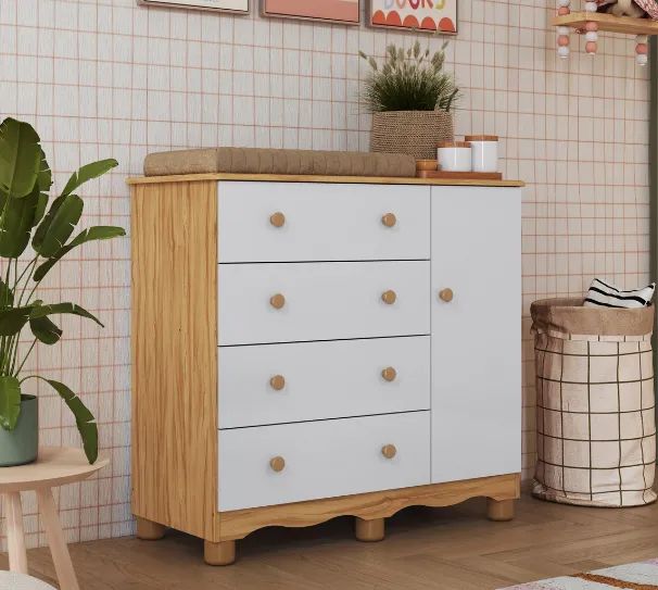 Comoda Infantil Junior com porta em MDF 4 Gavetas (Nova)