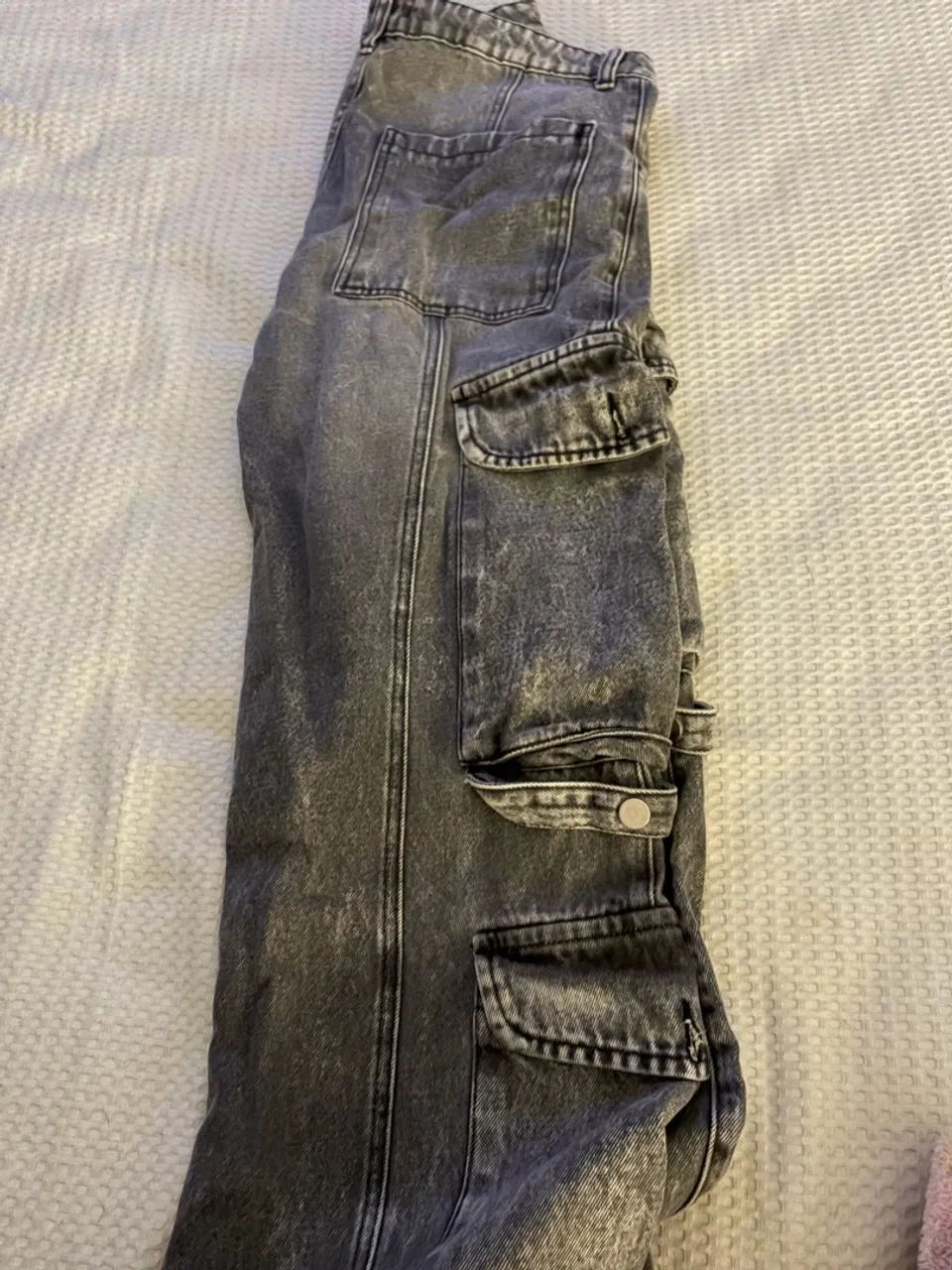 Calça cargo jeans cinza  - Foto 3
